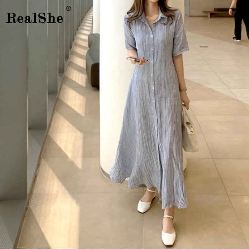 gray women dress RealShe, новинка, летнее платье, женское платье с отложным воротником, рукав до локтя, Бандажное длинное платье, Vestidos, женские летние элегантные платья макси - Цвет: gray women dress