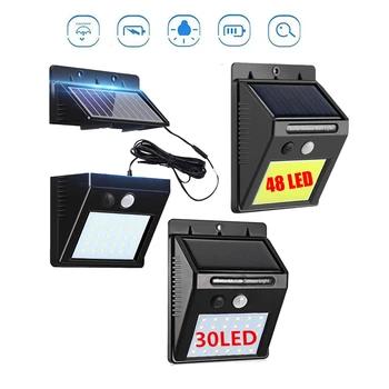 

48/30 LED Solar Light PIR Motion Sensor Wall Lamp Energy-saving Lights Waterproof Outdoor Garden Floodlights Spotlights integrat