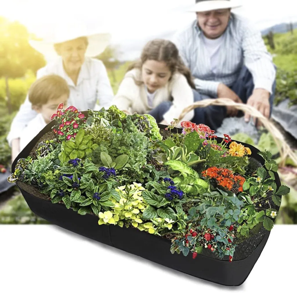 Fabric Raised Garden Bed Rectangle Planting Container Grow Bags Breathable Felt Fabric Planter Pot For Plants Nursery Pot Fabric Raised Garden Bed Rectangle Planting Container Grow Bags Breathable Felt Fabric Planter Pot For Plants Nursery Pot