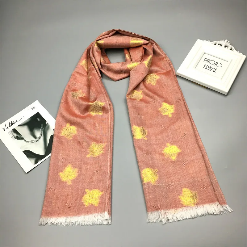 New Style Simple Fashion Cut Flower Scarf Literature And Art Versatile Comfortable Maple Leaf Pattern Silk Scarves a Genera