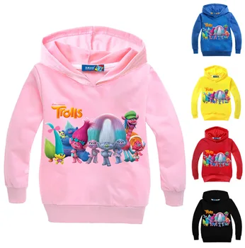 

New Arrival Trolls Sweatshirt Girl Hoodies Kids Poppy Clothes Baby Boys Hoody Pullover Coats Children Cartoon Long Sleeve Tops