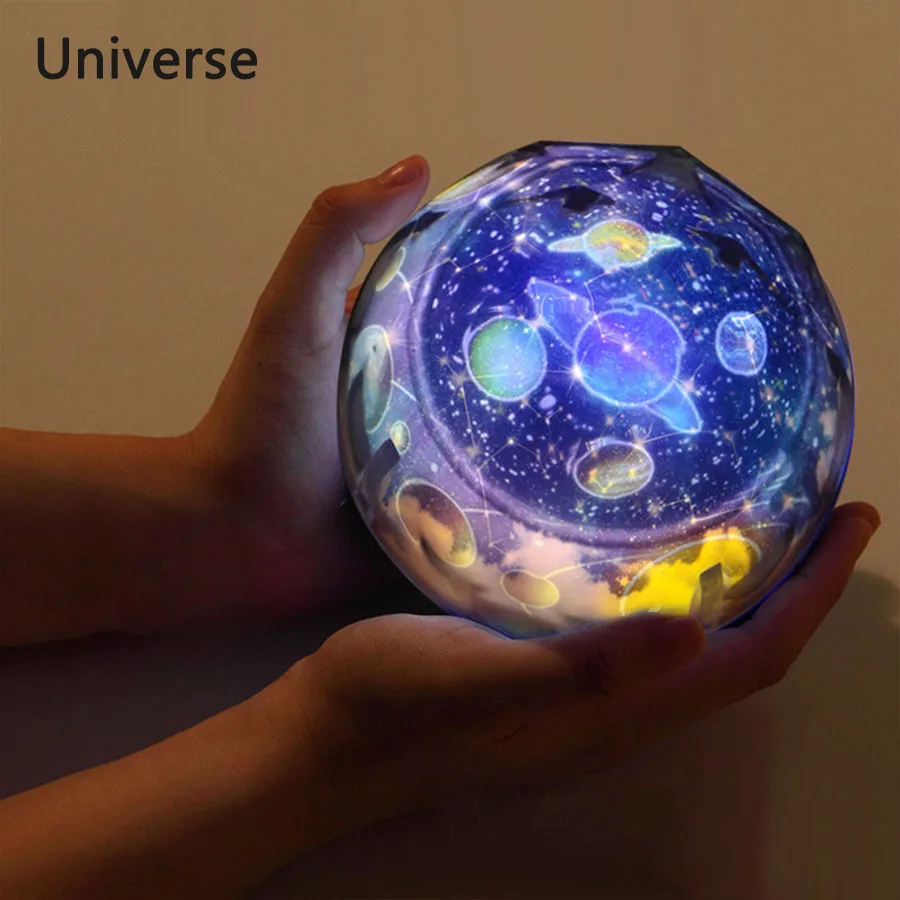 Земной Ночной светильник, Вселенная, светодиодный светильник, звездное небо, волшебный прожектор "Планета", красочный вращающийся мигающий звездный свет, Детский Рождественский подарок - Испускаемый цвет: Universe