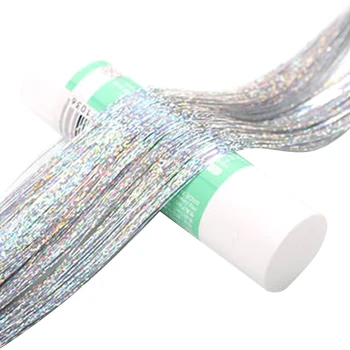 

120Pcs False Girls Hair Tinsel Wig Salon Glitter Strands Fashion Party Highlights Dazzles Glitter Extensions Styling Accessories