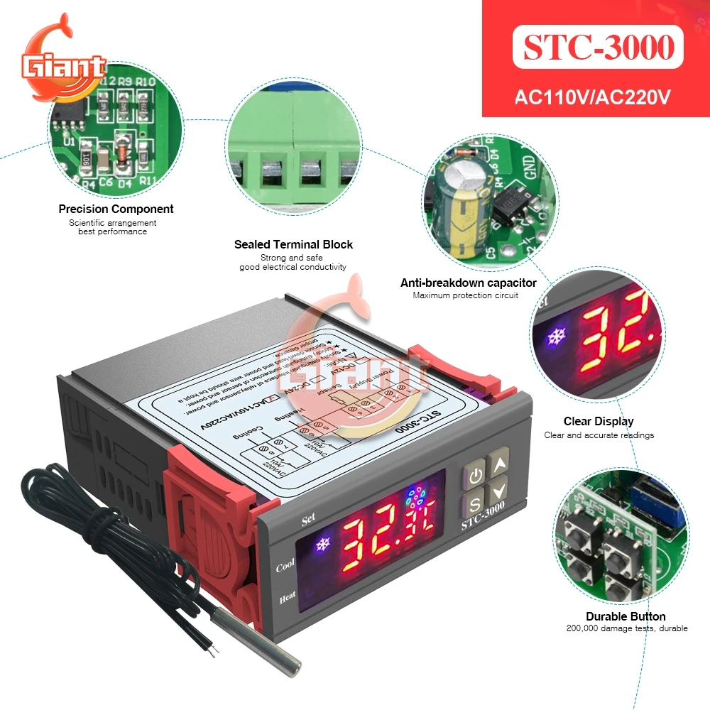 Цифровой регулятор температуры термостат для Arduino датчик 110 В 220 переменного тока