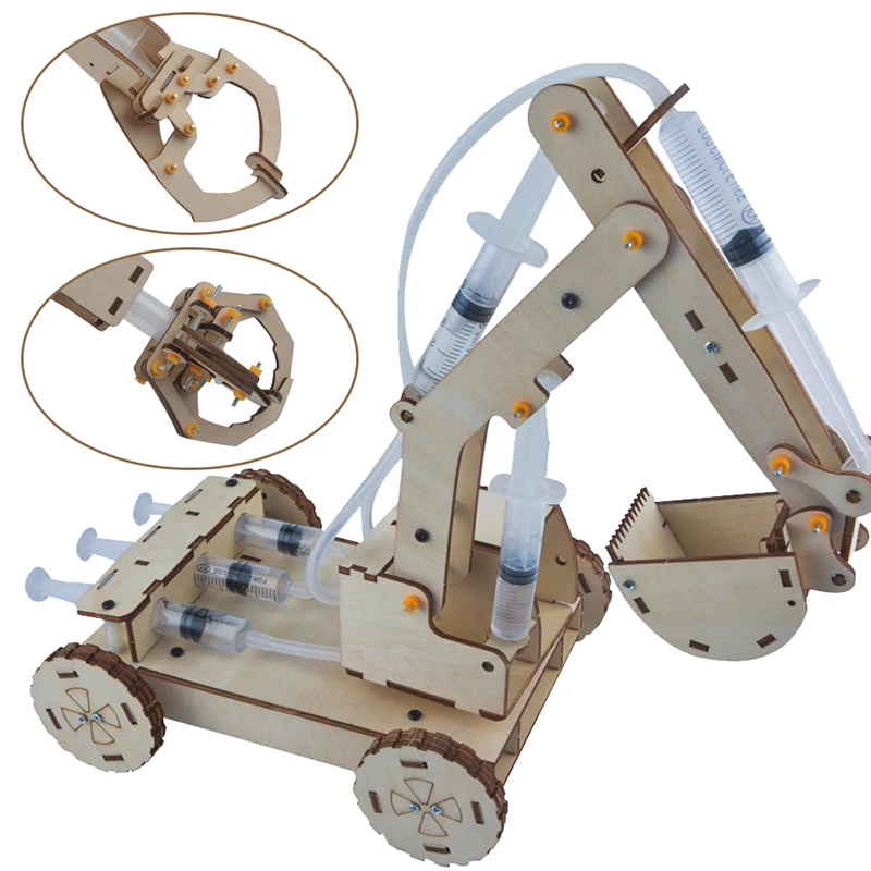 

STEM Toys for Children Educational Science Experiment Technology Toy Set DIY Hydraulic Excavator Model Puzzle Painted Kids Toys