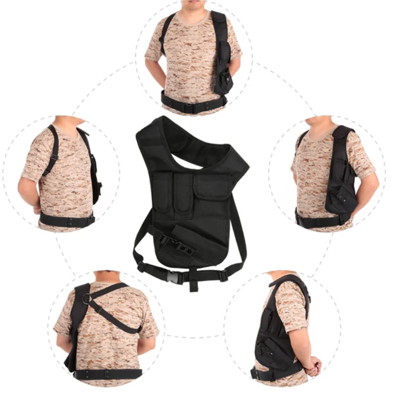 NEW Shoulder Gun Holster Tactical Chest Hidden Underarm Nylon Airsoft Hunting Chest Bag con Magazine Pouch