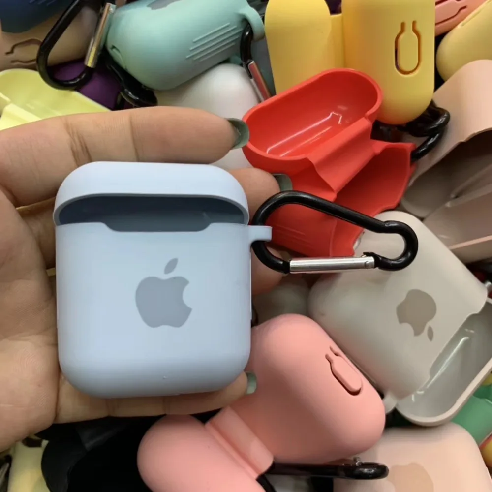 Для Apple AirPods 2 1 Аксессуары для наушников Мягкий силиконовый чехол милый чехол с логотипом с крючками