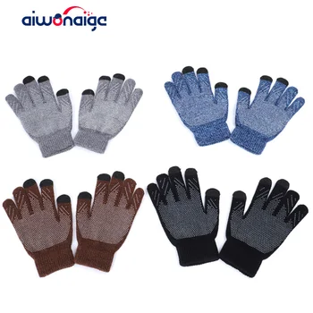 

2019 new non-slip winter gloves men and women warm knit gloves fashion full finger touch screen high quality men gloves