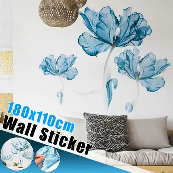 

Large Blue Flower Wall Sticker Home DIY Art Stickers Vinyl Quote Decal Home Living Room Bedroom Wall Stickers Removable Decal
