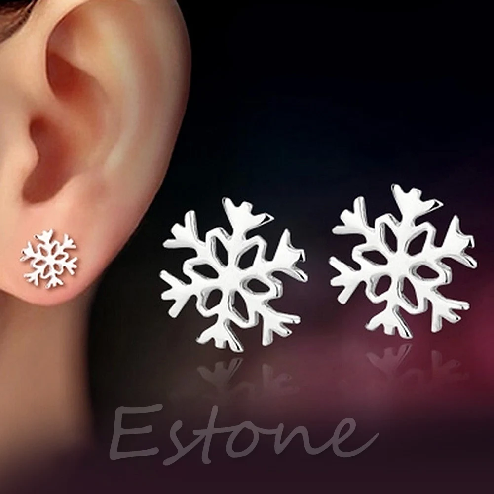 

New Women Snowflake Stud Earrings Jewelry Chrismas Xmas Gift Fashion DXAA