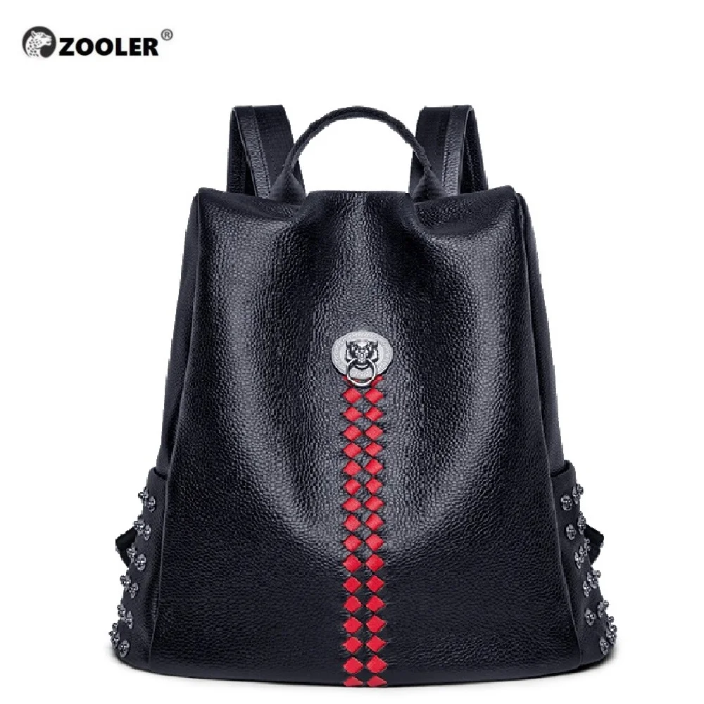 ZOOLER настоящий рюкзак из коровьей кожи, красный горшок, женские разработанные рюкзаки, первый слой из воловьей кожи, школьная сумка для книг, Mochila# lt211