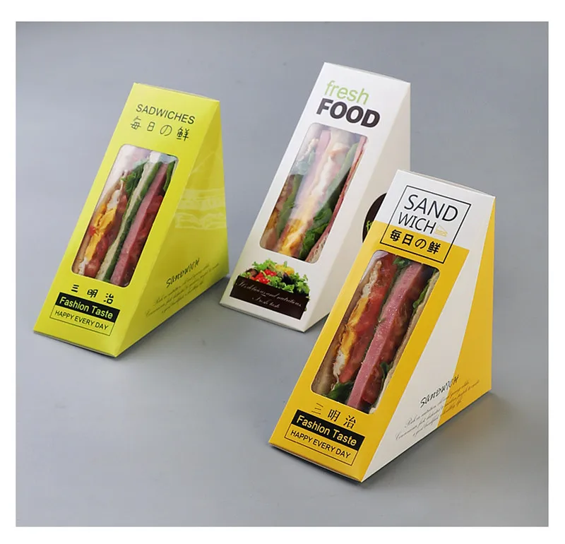 100 шт коробка для упаковки сэндвичей белая коробка для карт креативная бумага для выпечки коробка с окном пикника еда для вечеринки одноразовая упаковка
