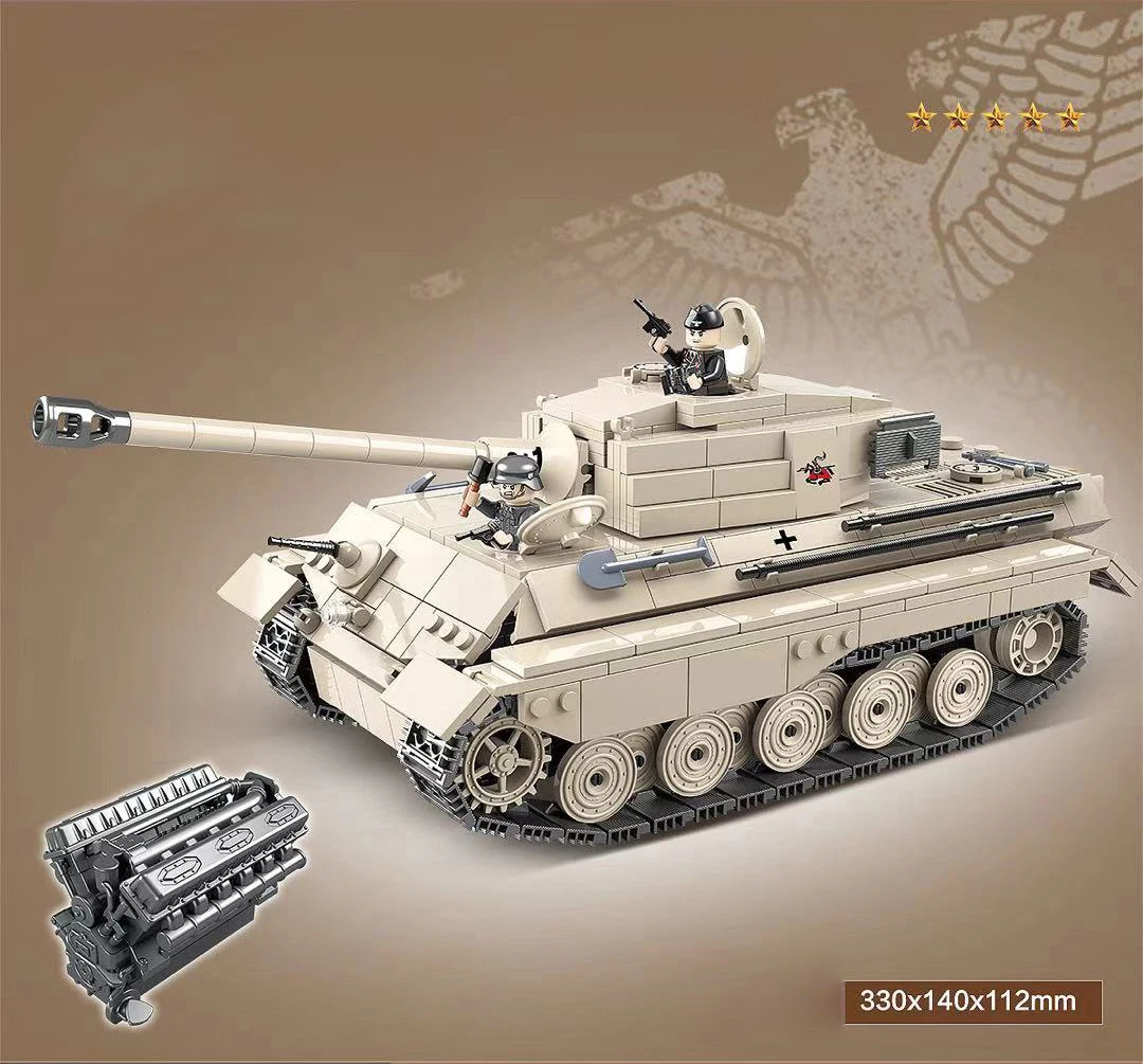 Мировая война Panzer VIB Tiger 2 King Tiger тяжелый танк moc batisbricks строительный блок ww2 немецкая армейская сила фигурки Модель Игрушки для мальчиков