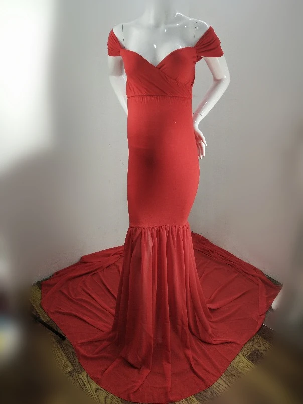 2019 Sexy Maternity Dresses Photography Props Off Shoulder Women Pregnancy Dress For Photo Shooting New Tail Maxi Maternity Gown (1)