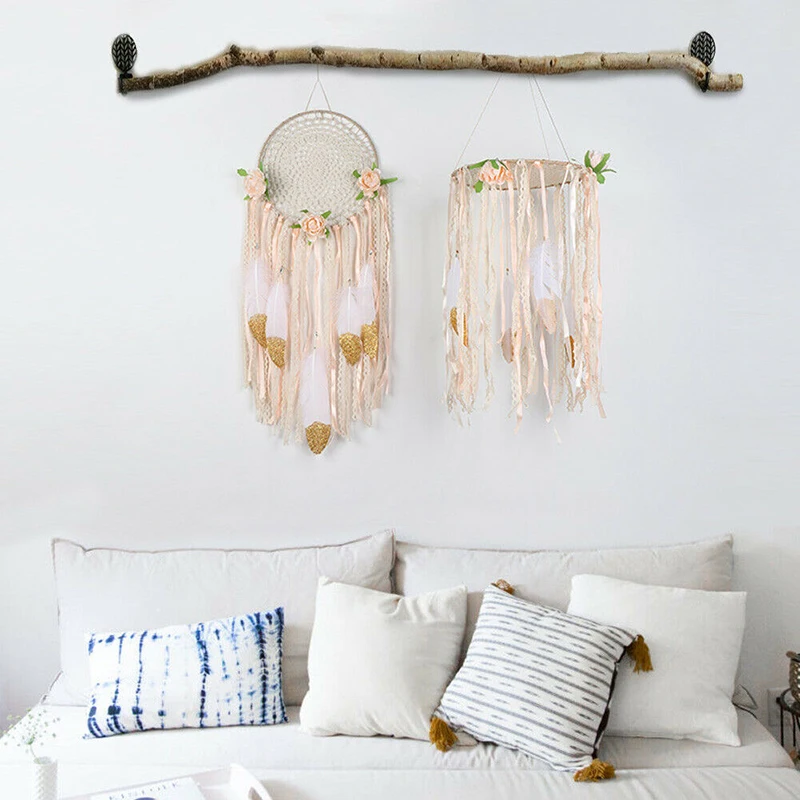 

Boho Dream Catcher Feather DIY Material Kit Wall Hanging Dreamcatcher Room Decor Glitter Feathers Plastic Needle