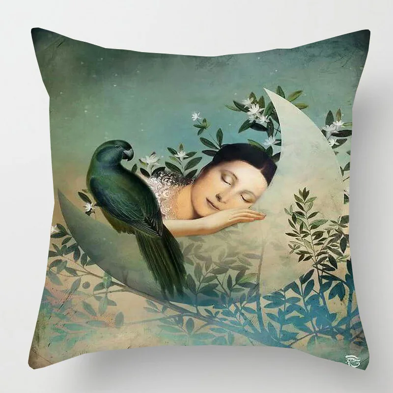 Художественная подушка для художественной подушки с реалистичным рисунком Dreamer The Messenger Enjoy Your Dinner Flower Bird подушка для девочки Чехлы льняная наволочка