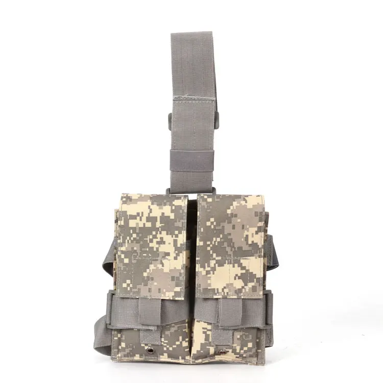 Тактическая Двойная Сумка Molle для ног Военная страйкбольная кобура для оружия армейская Пейнтбольная охотничья камуфлированная сумка M4 5,56 мм - Цвет: ACU