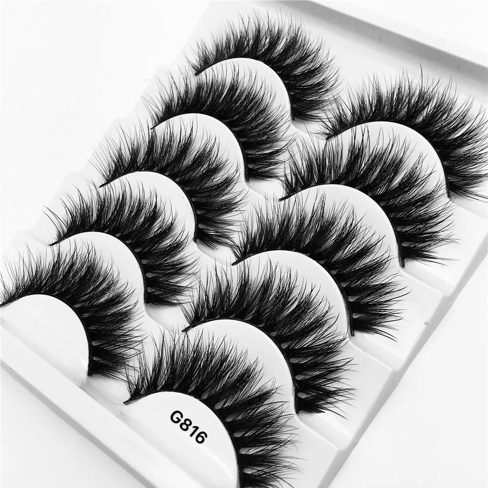 

Thick Faux Mink Eyelashes Handmade Natural False Eyelashes 5 Pairs 3d Mink Lashes Makeup Beauty Maquiagem Profissional Completa