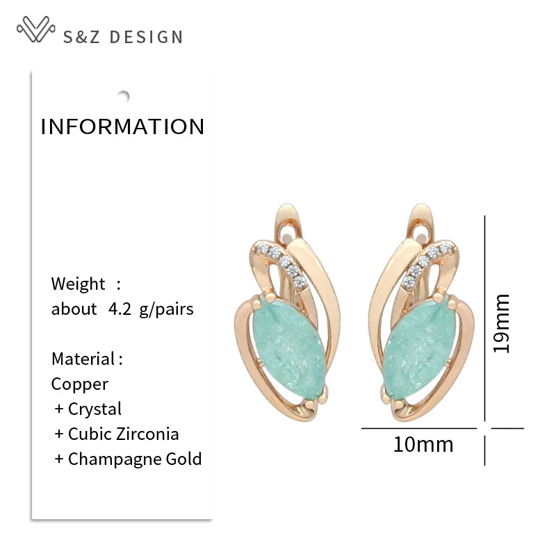 S&Z DESIGN New Luxury Champagne Gold Color Horse Eye Crystal Dangle Earrings Cubic Zirconia For Women Wedding Jewelry Gift