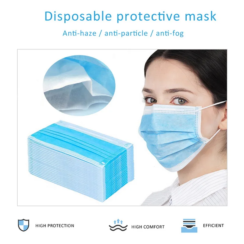 

50 Pcs/Pack Mask Nonwoven Disposable Face Masks PM2.5 Anti Virus N95 Respirator Soft Breathable Mouth Cover Breathable