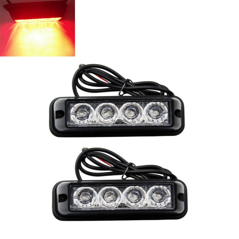 4LED Красный автомобиль грузовик стробоскоп аварийный предупреждающий боковой маркер решетка вспышки лампы 4 Вт