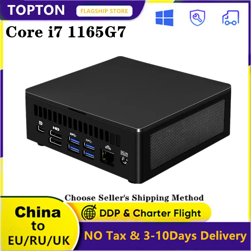 Мини-ПК Topton NUC i7 1165G7 i5 1135G7 i3 Thunderbolt4 Windows 11/10 2DDR4 NVMe SSD игровой мини-компьютер 2 * HDMI DP 8K