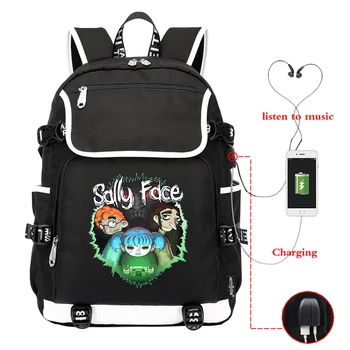 

Sally Face School Backpack Plecak Szkolny Women/Men's Backpacks Boys Girls Teenager Travel Laptop Bagpack USB Charging Sac A Dos