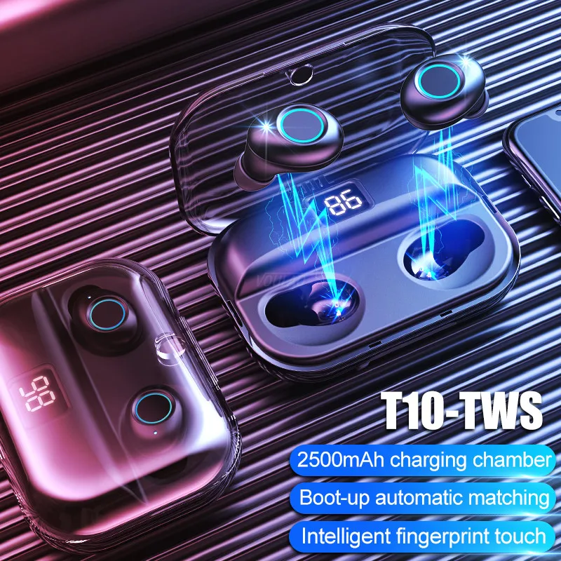 TWS Беспроводная Bluetooth V5.0 гарнитура 8D стерео Высококачественная беспроводная гарнитура портативные наушники для занятий спортом с 2500 мАч Мобильная мощность