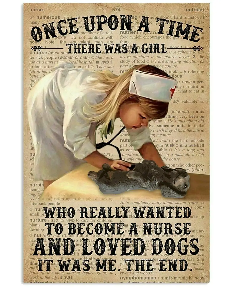 

Baby Girl Nurse and Dog Dachshund Metal Sign Garage Street Cafe Bar Club Kitchen Wall Decoration Retro Metal Tin SignBest Gift