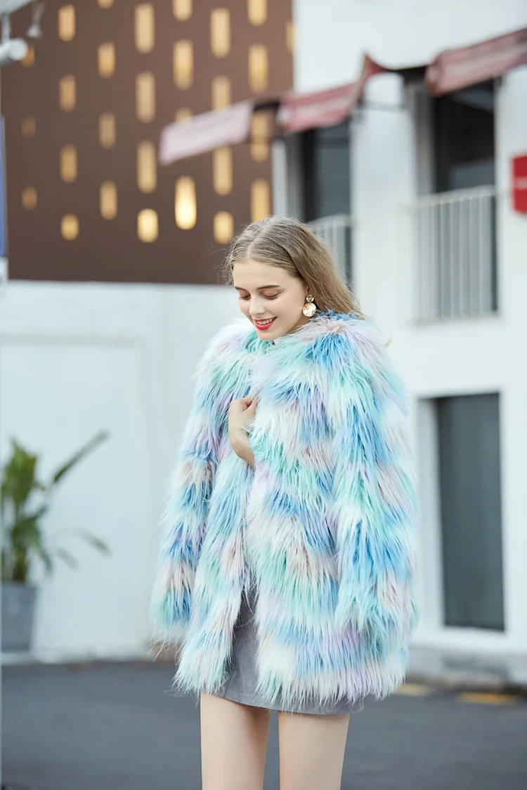 long bubble coat women's winter coats 2021 Female Fashion Slim Fur Casual O-Neck Cardigan slim coat ladies Plush fur faux fur jackets xk2-81 waterproof parka