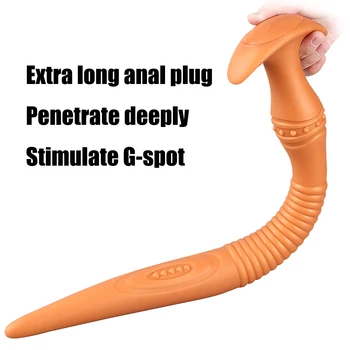 Liquid Silicone Super Long Anal Plug Dildos Stimulate Anus and Vagina Soft Anal Dilator Butt Plug Sex Toys for Women and Men 5