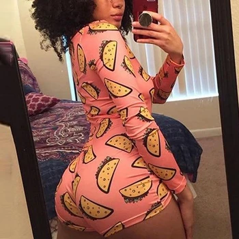 

Women Sexy V-Neck Short Sleeve Bodycon Bodysuit Casual Printed Button Sleepwear Jumpsuit Shorts Romper Leotard for Summer