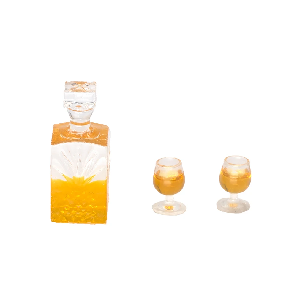 

1/12 Dollhouse Miniature Accessories Mini Wine Bottle Goblet Set Simulation Drinks Model Toys for Doll House Decoration ob11