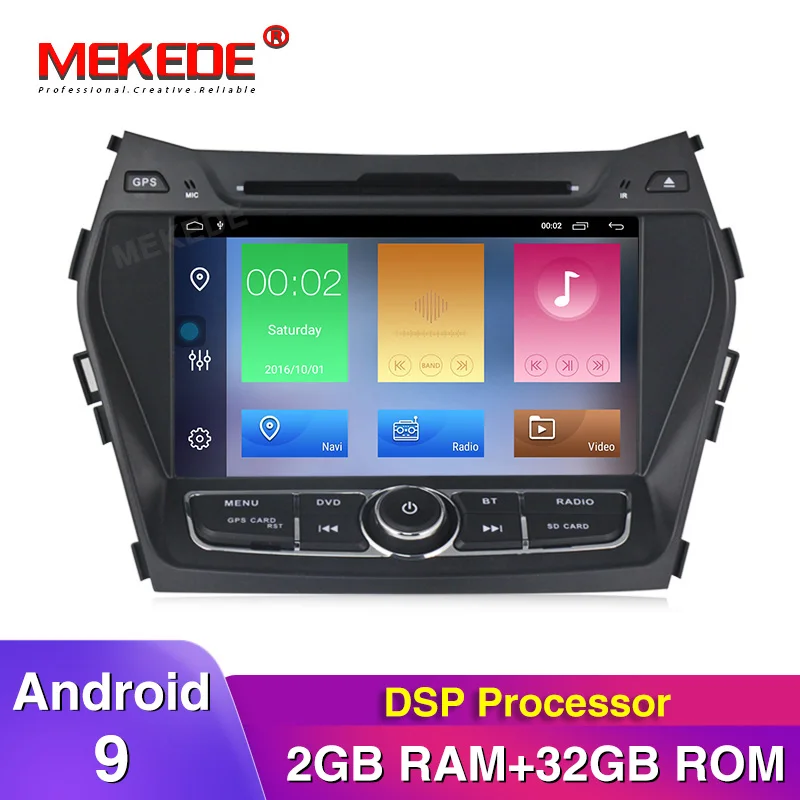 

New arrival!Built-in DSP android 9.0 car radio GPS navigation player for Hyundai IX45 Santa fe 2013 2014 WiFi BT USB carplay