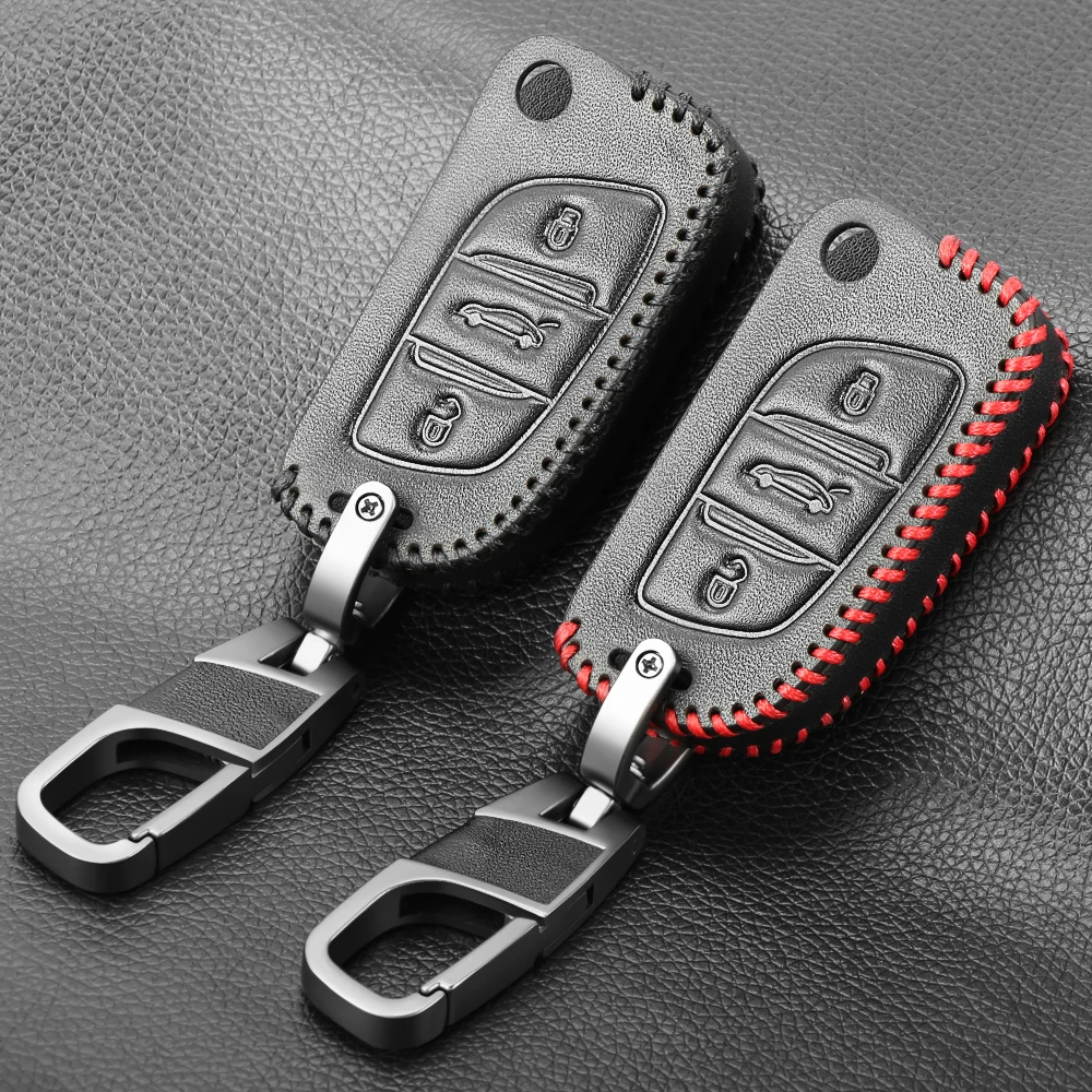 

Fashion Men Leather Car Key Cover FOB Case For Citroen C2 C3 C4 Coupe VTR Berlingo C6 C8 Flip Remote Car Key Case Car-Styling