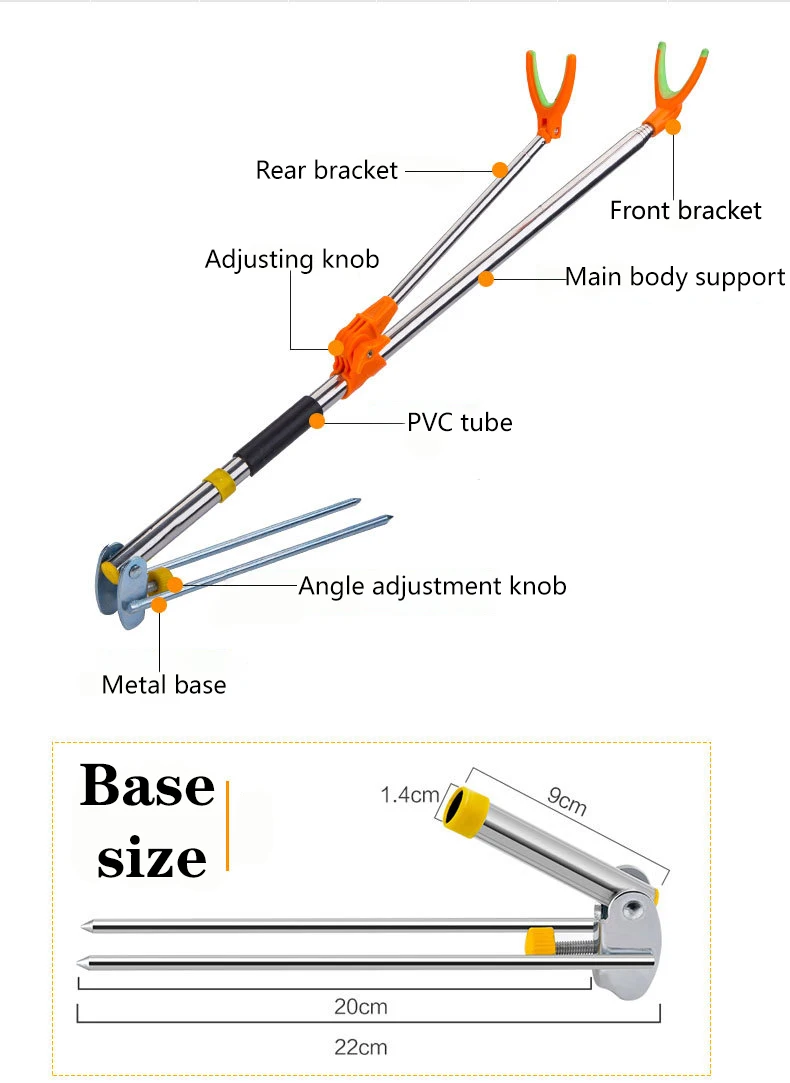 Подставка для удочки с кронштейном, регулируемый угол, удочки, держатель 2,1 м, М, двойная поддержка, телескопический рыболовный инструмент, держатель для удочки