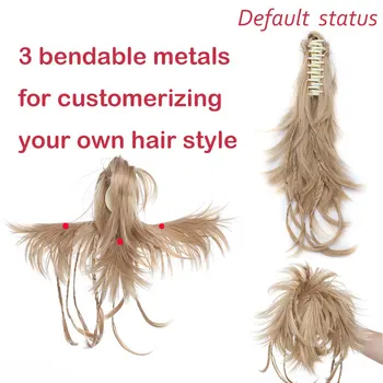 S-noilite High Temperature Fiber Hairpieces Long Wavy Synthetic Claw Clip Ponytail Hair Extensions for Women Black Brown 4