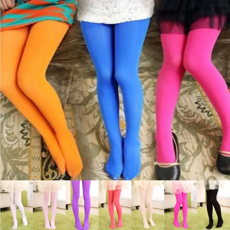 Kids Girls Candy Colors Tights Pantyhose Hosiery Stockings Ballet Dance Stockings 4-12Y