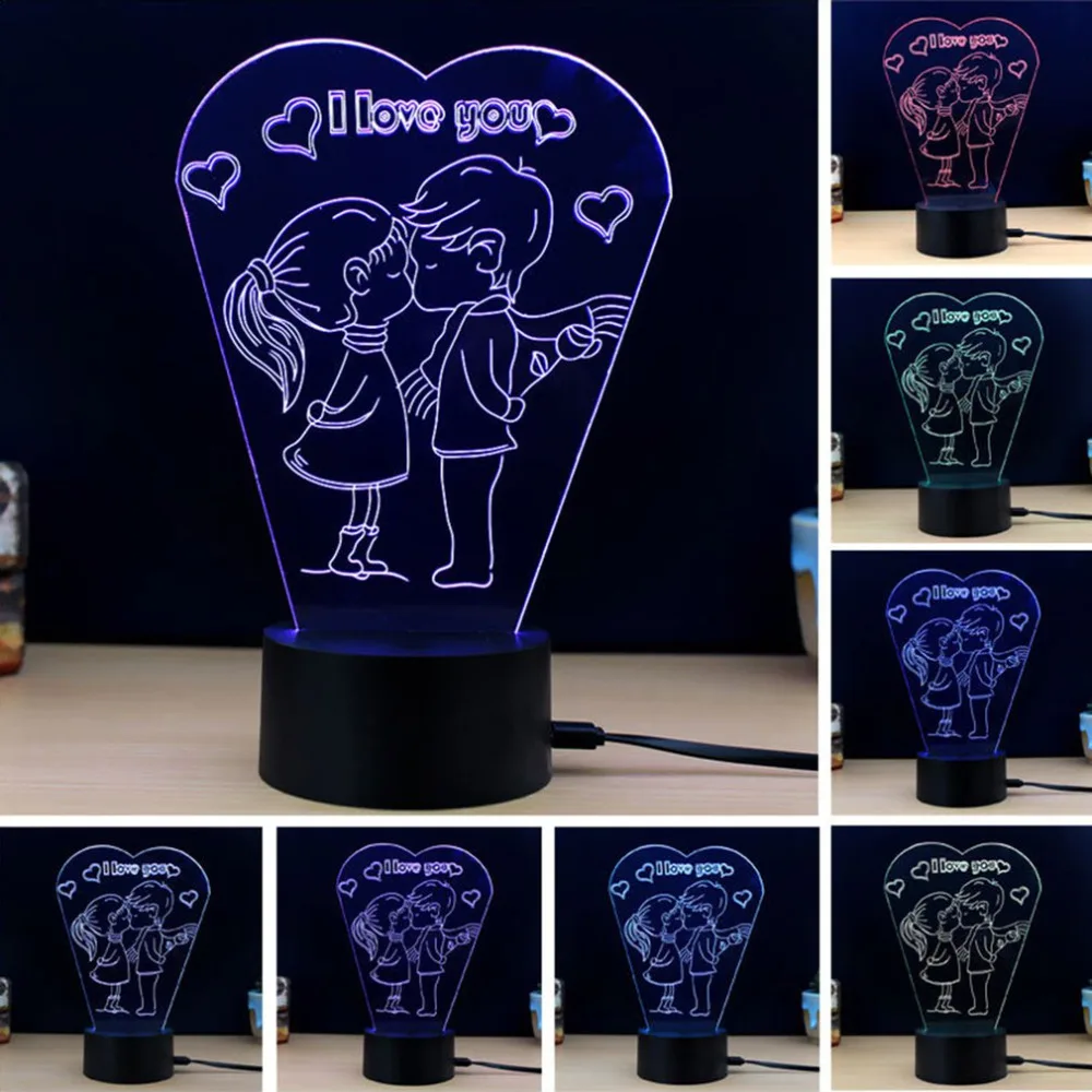 

Romantic Design Touch Switch Table Desk Light 3D Acrylic LED Night Light Lamp Acrylic Atmosphere Light for Home Office
