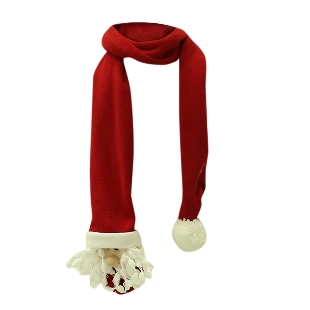Снеговик мультфильм печать Рождество Санта Клаус шарфы унисекс забавный шейный шарф флис трикотажные Scrves шаль платок cheveux# X1 - Цвет: red