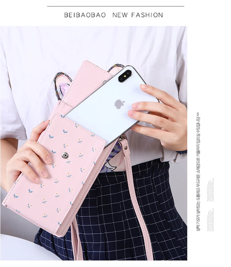 New Women Casual Wallet Brand Cell Phone Wallet Big Card Holders Wallet Handbag Purse Clutch Messenger Shoulder Straps Bag