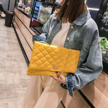 

2020 Spring And Summer New Style Chain Rhombus Envelope Big Bag Women's Korean-style Messenger Bag Fashion large capacity bag