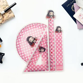 

Japan Anime Demon Slayer Kimetsu No Yaiba Hashibira Inosuke Agatsuma Zenitsu Figure Ruler Set Plastic Student Gift