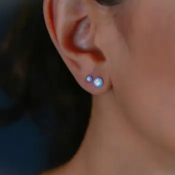 

Opal Stone Studs Earrings 1 Pair Round Ball 4MM 8MM 10MM Simple Luxury Earrings for Women Wedding Party Charms Jewelry Waterdrop