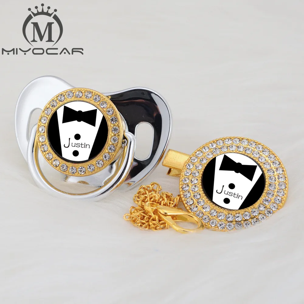 MIYOCAR на заказ любой тест крутой красивый золотой bling соска и соска клип черный BPA бесплатно пустышка bling уникальный дизайн P-SR