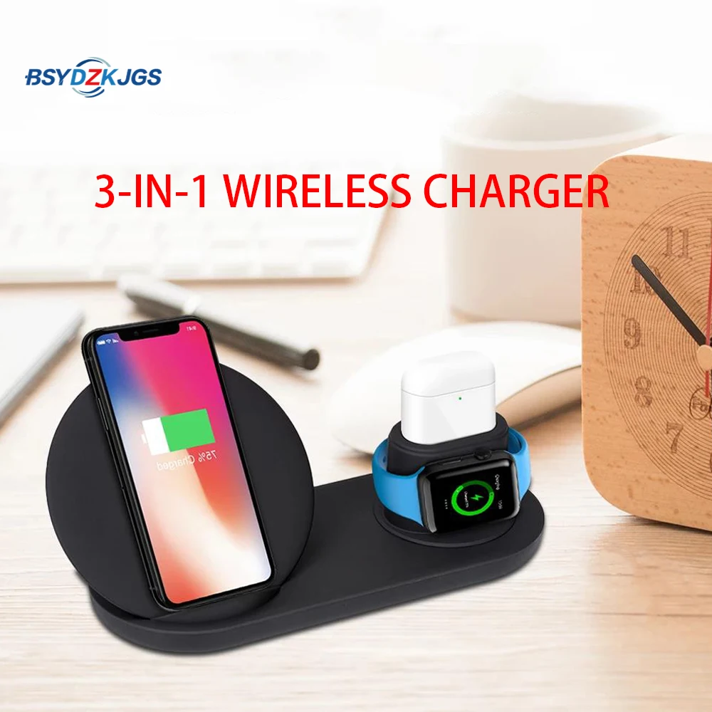 

BSYDZKJGS Wireless Charger,3 in 1 Wireless Charging Stand for Apple Watch,Charging Station for Airpods,Fast Wireless Charger Doc
