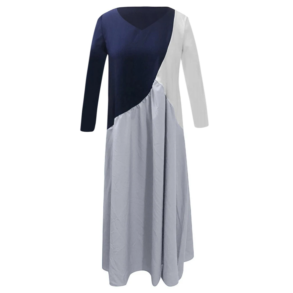 Boho Chic Plus Size Maxi Long Dress Women Casual Loose Color Block Dress Patchwork Short Sleeve Beach Summer Dresses Women