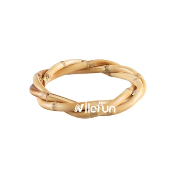 

Hand made twisted circle bamboo wood rattan bamboo root bracelet bangle
