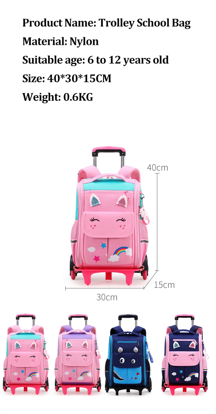 Unicorn Rolling Backpacks Bags for Girls