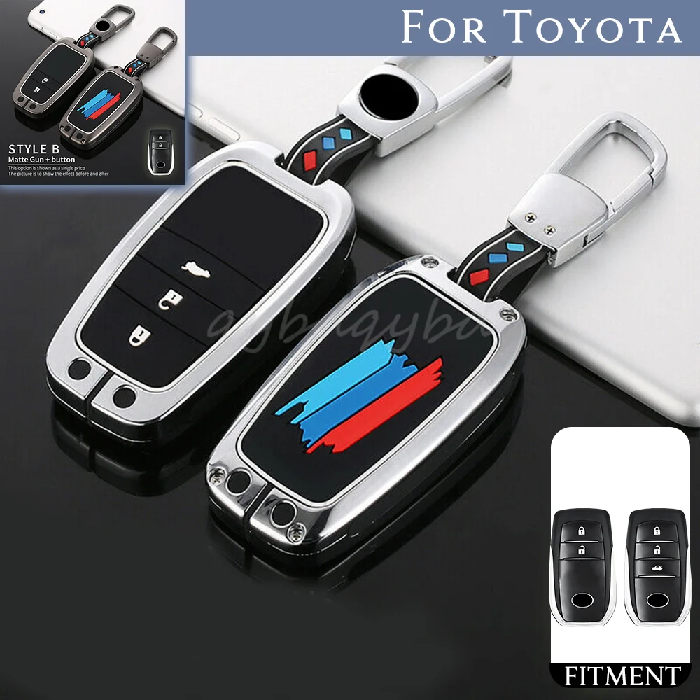 

Luminous Zinc Alloy Remote Start Car Key Cover Case Fob Shell Protector Holder Auto Accessories For Toyota camry Highlander Rav4